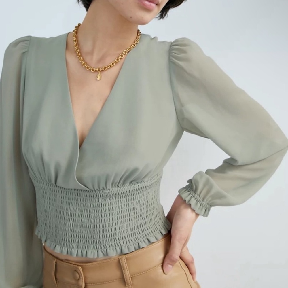 Aritzia Wistful Blouse - Bitter Sage